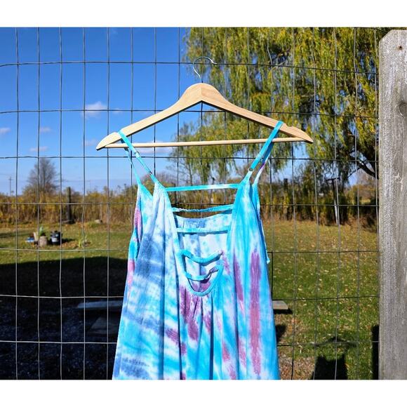 Aruba Blue Tie Dyed Boho Hippie Maxi Dress M - Picture 8 of 8